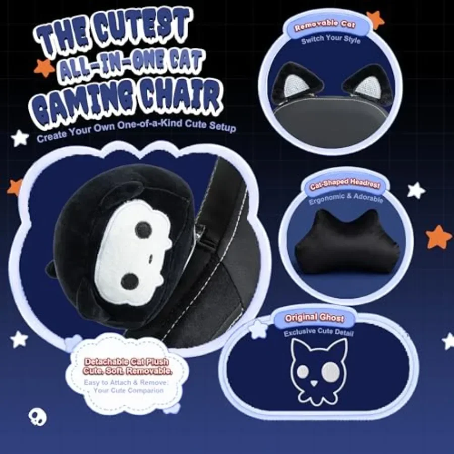 大人用ゲーミングチェア。猫耳付き、PUレザー製、ブラック。マ - Massage のレビューと価格