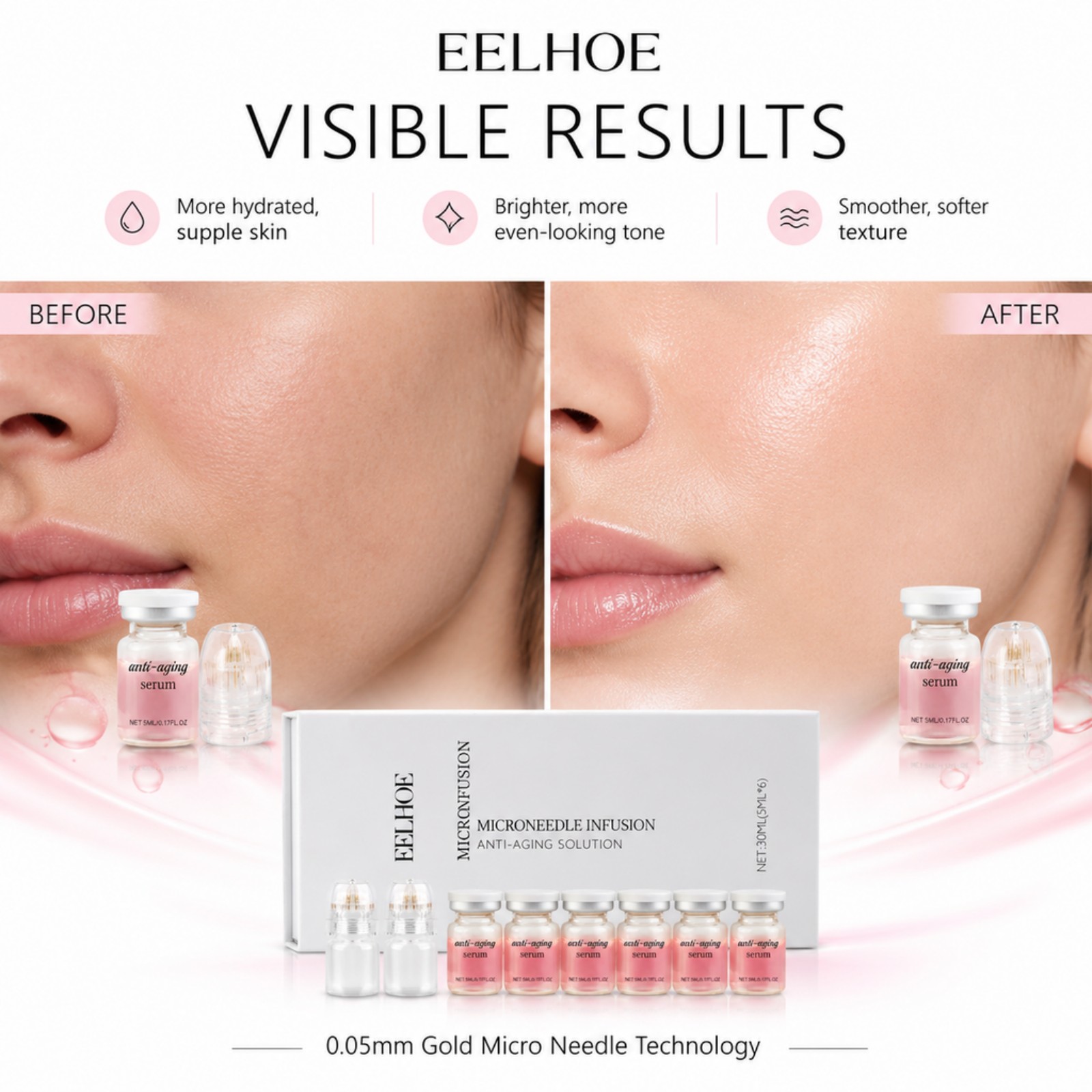 0.2mmマイクロニードル美容液キット 6本入り コラーゲン - Hyaluronic Acid Facial Serum のレビューと価格